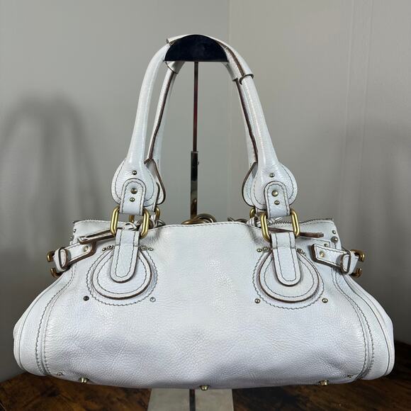 Chloe Paddington White Leather Satchel Bag Vintage Authentic - Picture 2 of 16
